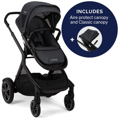Nuna DEMI Grow Single-to-Double Stroller with Aire Protect Canopy + Classic Canopy - Ocean - ST08120OCN