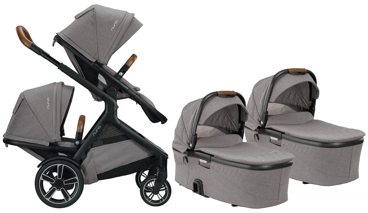 Nuna DEMI Grow Twin Stroller + Bassinet Bundle - Frost - TWIN-ST08110FRT-CC09204FRT