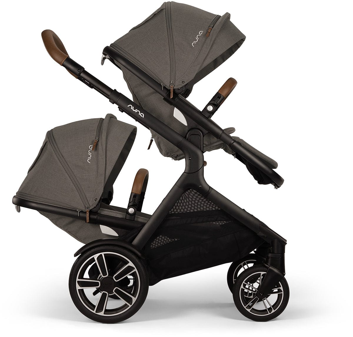 Nuna DEMI Next Double Stroller with Rider Board Bundle - Granite - ST17902GRN-AC17902GRN