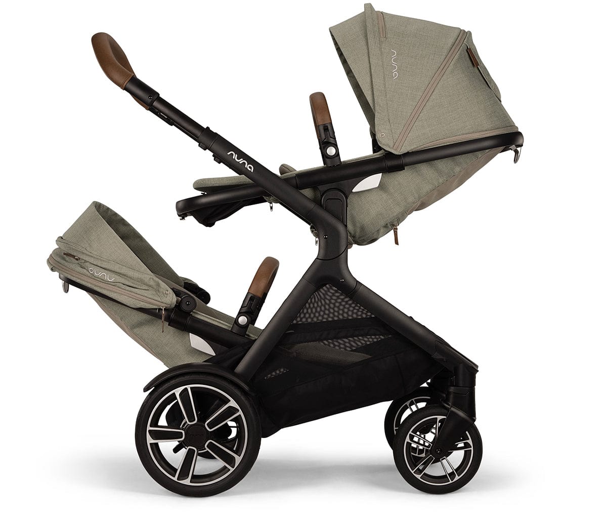 Nuna DEMI Next Double Stroller with Rider Board Bundle - Hazelwood - ST17902HAZ-AC17902HAZ
