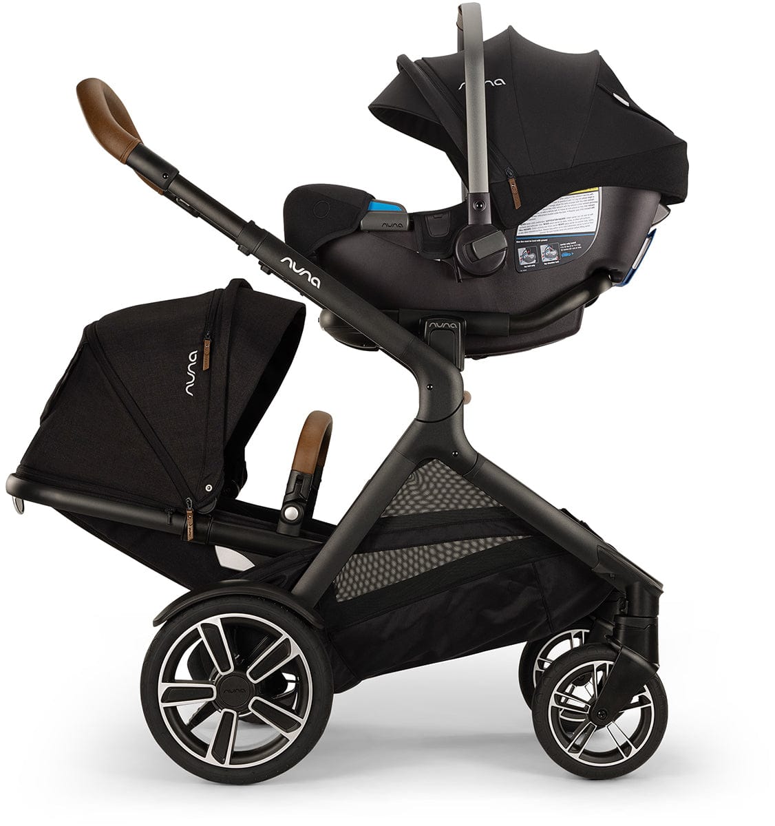 Nuna DEMI Next Double Stroller with Rider Board + PIPA RX Travel System Bundle - Caviar - DBL-ST17902CVR-CF12508600CVR