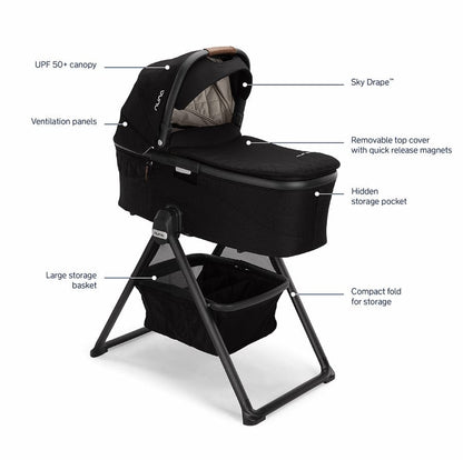 Nuna DEMI Next Stroller with Rider Board + DEMI Grow Bassinet with Stand Bundle - Caviar - ST17902CVR-CD09200CVR