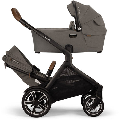 Nuna DEMI Next Stroller with Rider Board + DEMI Next Bassinet with Stand + PIPA RX Travel System Bundle - Granite - TRVL-ST17902GRN-CD18700GRN
