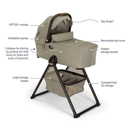 Nuna DEMI Next Stroller with Rider Board + DEMI Next Bassinet with Stand + PIPA RX Travel System Bundle - Hazelwood - TRVL-ST17902HAZ-CD18700HAZ