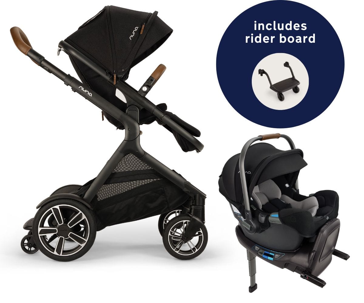 Nuna DEMI Next Stroller with Rider Board + PIPA RX Travel System Bundle - Caviar - ST17902CVR-CF12508600CVR