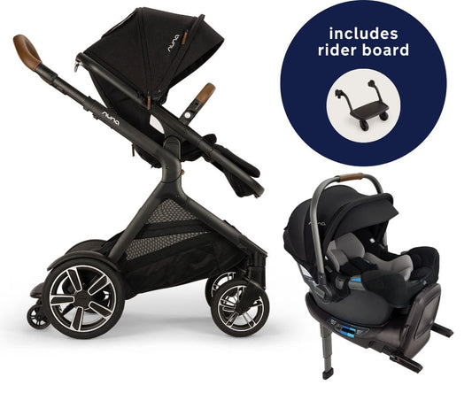 Nuna DEMI Next Stroller with Rider Board + PIPA RX Travel System Bundle - Caviar - ST17902CVR-CF12508600CVR