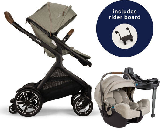 Nuna DEMI Next Stroller with Rider Board + PIPA RX Travel System Bundle - Hazelwood - ST17902HAZ-CF12508603HAZ