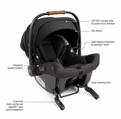Nuna DEMI Next Stroller with Rider Board + PIPA urbn Travel System - Caviar - TS17915601CVR