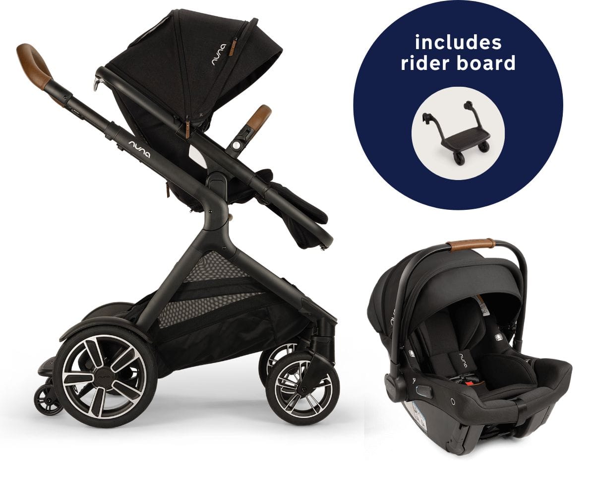 Nuna DEMI Next Stroller with Rider Board + PIPA urbn Travel System - Caviar - TS17915601CVR