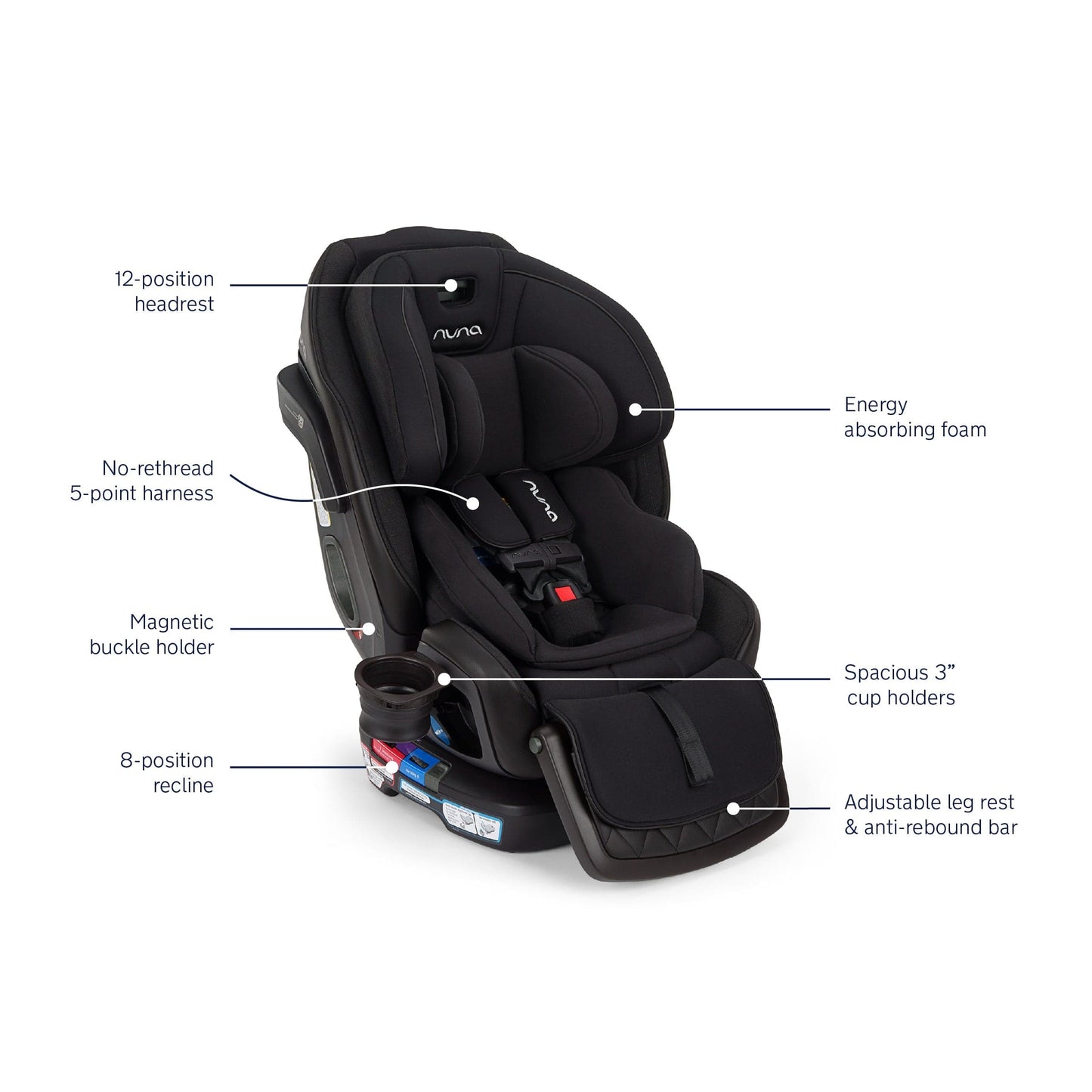 Nuna EXEC Next All-In-One Convertible Car Seat - Caviar - CS20500CVR