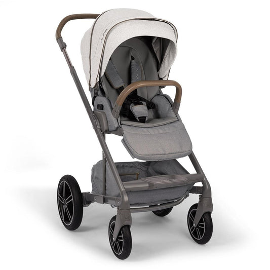 Nuna stroller with grey seat and light grey canopy