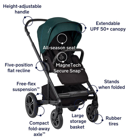 Nuna MIXX Next Stroller with Magnetic Buckle - Lagoon - ST13435LGN