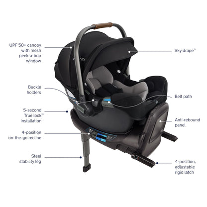 Nuna MIXX Next w/ Magnetic Buckle + Pipa RX Travel System - Caviar - Z2ST13412586CVR
