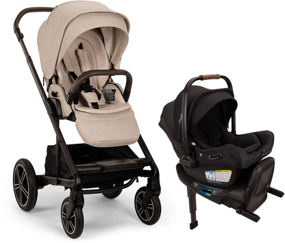 Nuna MIXX Next with Magnetic Buckle + PIPA Aire RX Travel System Bundle - Biscotti / Caviar - ST13453BIS-CF18508600CVR