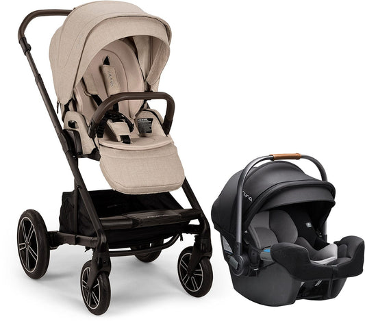 Nuna MIXX Next with Magnetic Buckle + PIPA RX Travel System Bundle - Biscotti / Caviar - ST13453BIS-CF12508600CVR