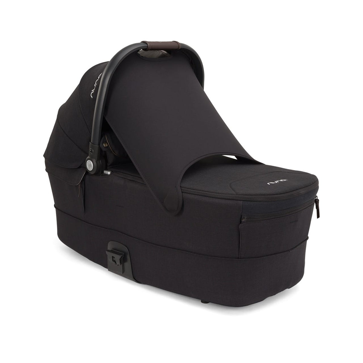 Nuna black bassinet with canopy extended