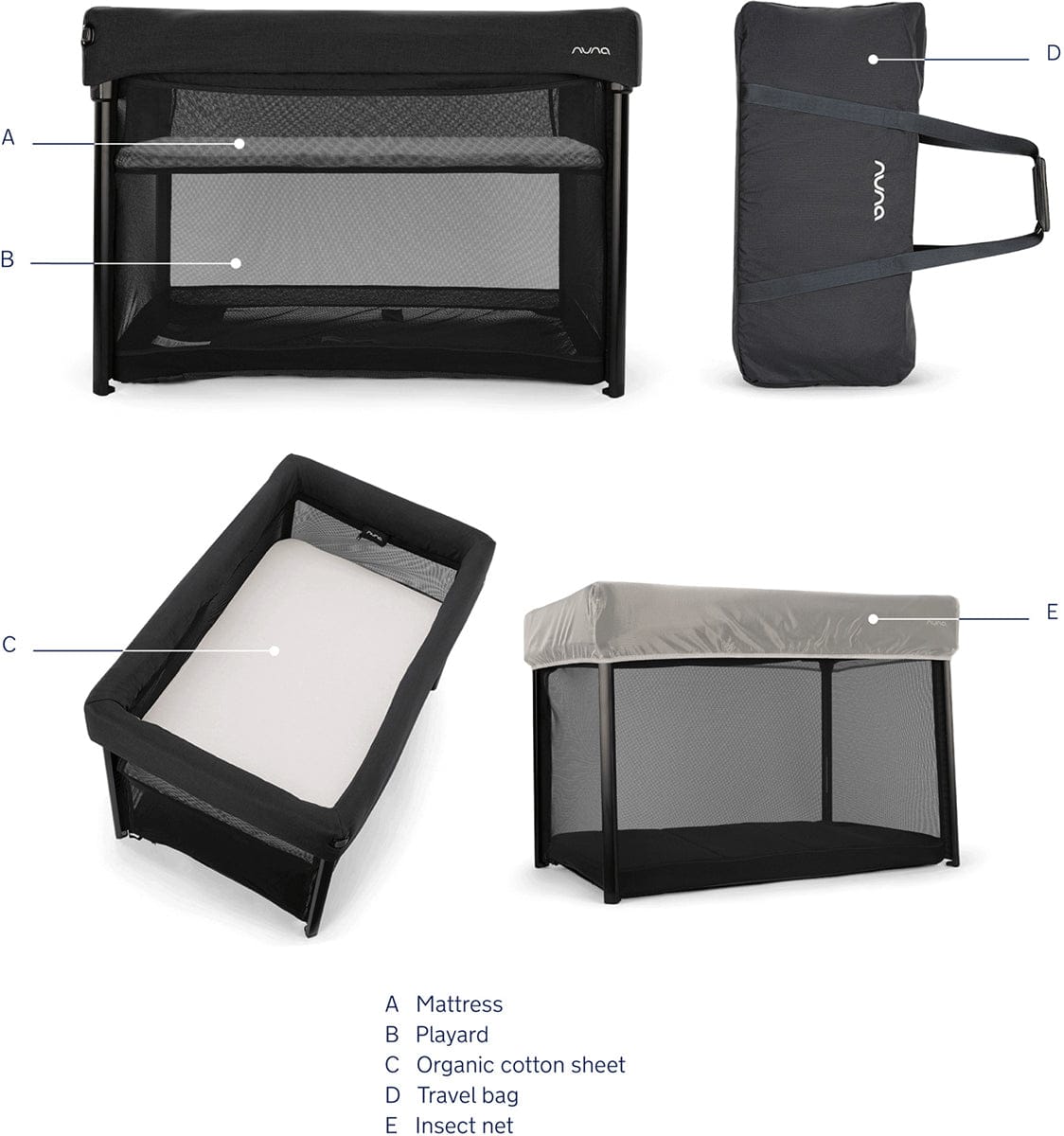 Nuna PAAL Travel Cot + Playard - Caviar - TC17701CVR