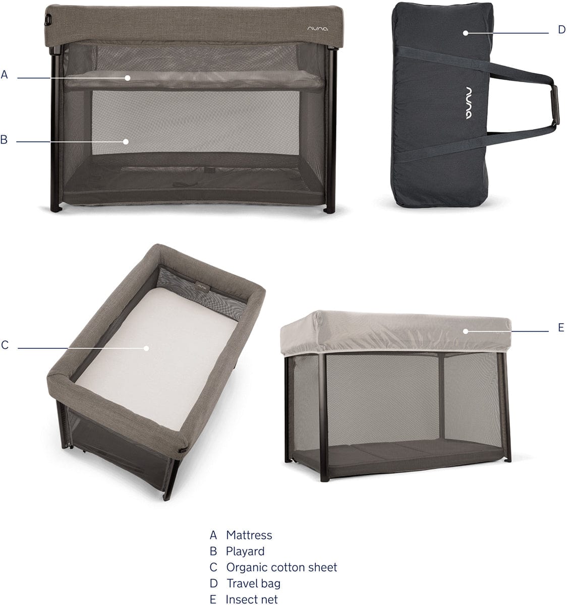 Nuna PAAL Travel Cot + Playard - Granite - TC17701GRN