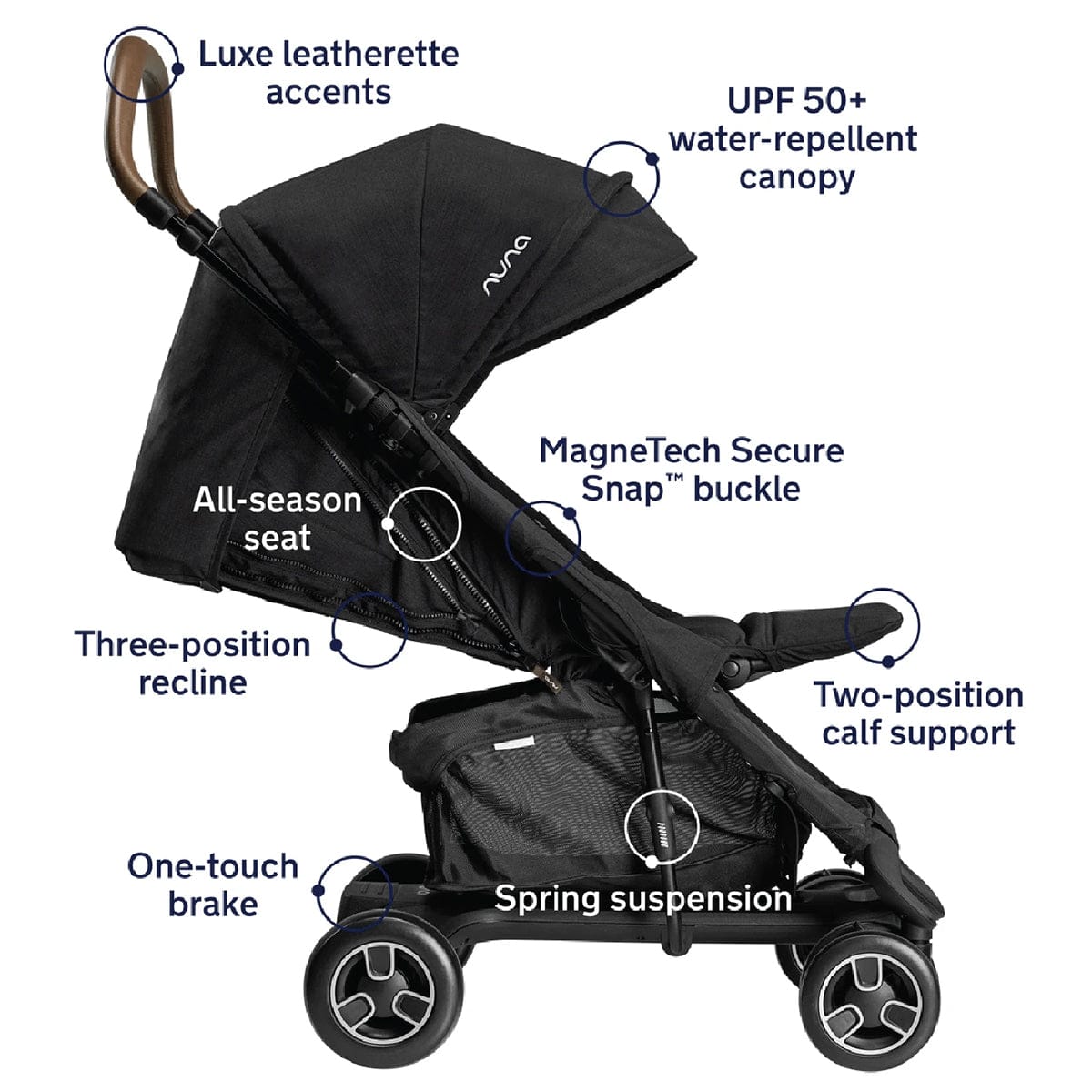 Nuna PEPP Next Compact Stroller with Magnetic Buckle - Caviar - ST14003CVR