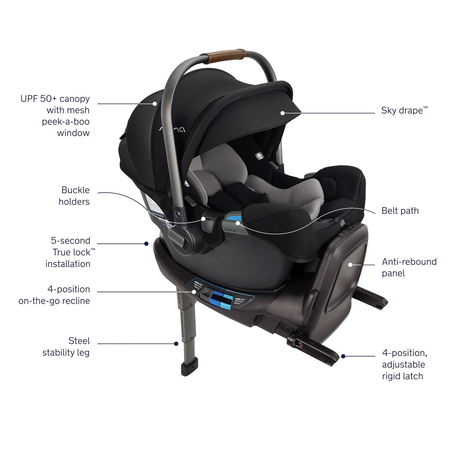 Nuna PIPA RX Infant Car Seat + RELX Base with Load Leg - Caviar - CF12508609CVR