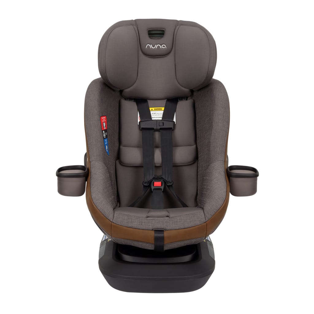 Nuna car seat with five point harness and dual cup holders