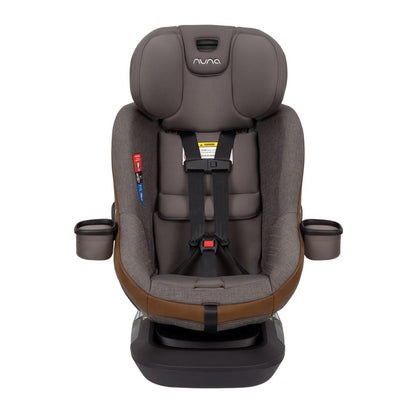 Nuna car seat with five point harness and dual cup holders