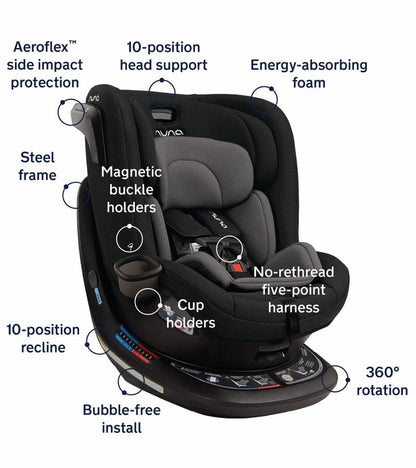 Nuna REVV Rotating Convertible Car Seat - Caviar - CS13602CVR
