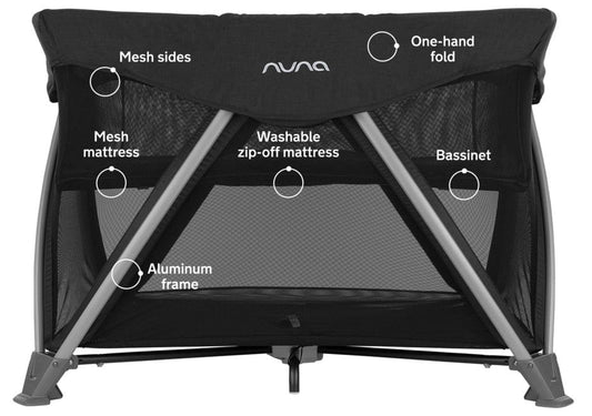 Nuna SENA Aire Playard with Zip-Off Bassinet - Caviar - TC16501CVR