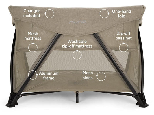 Nuna SENA Aire Playard with Zip-Off Bassinet - Hazelwood - TC16501HAZ