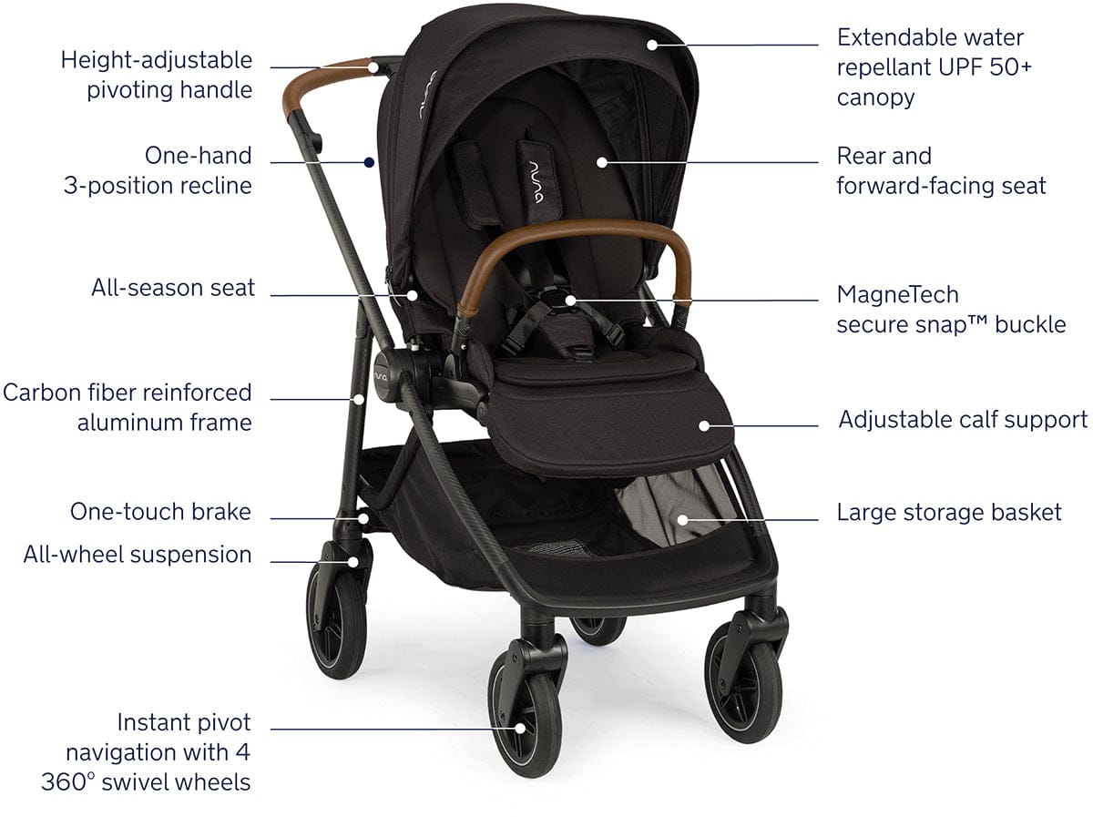 Nuna SWIV Lightweight Stroller - Caviar - ST18601CVR