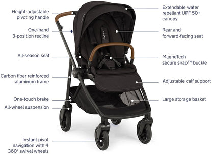 Nuna SWIV Lightweight Stroller - Caviar - ST18601CVR