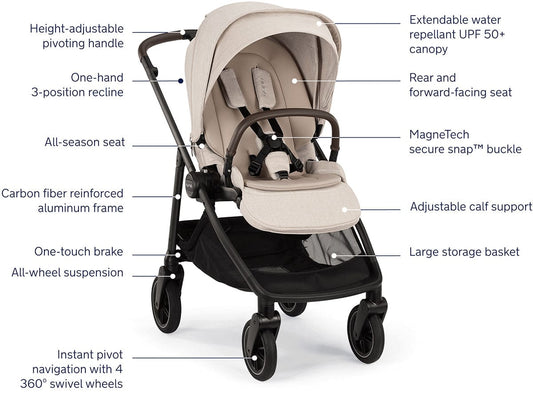 Nuna SWIV + PIPA RX Travel System Bundle - Chai / Caviar - ST18601CHA-CF12508600CVR
