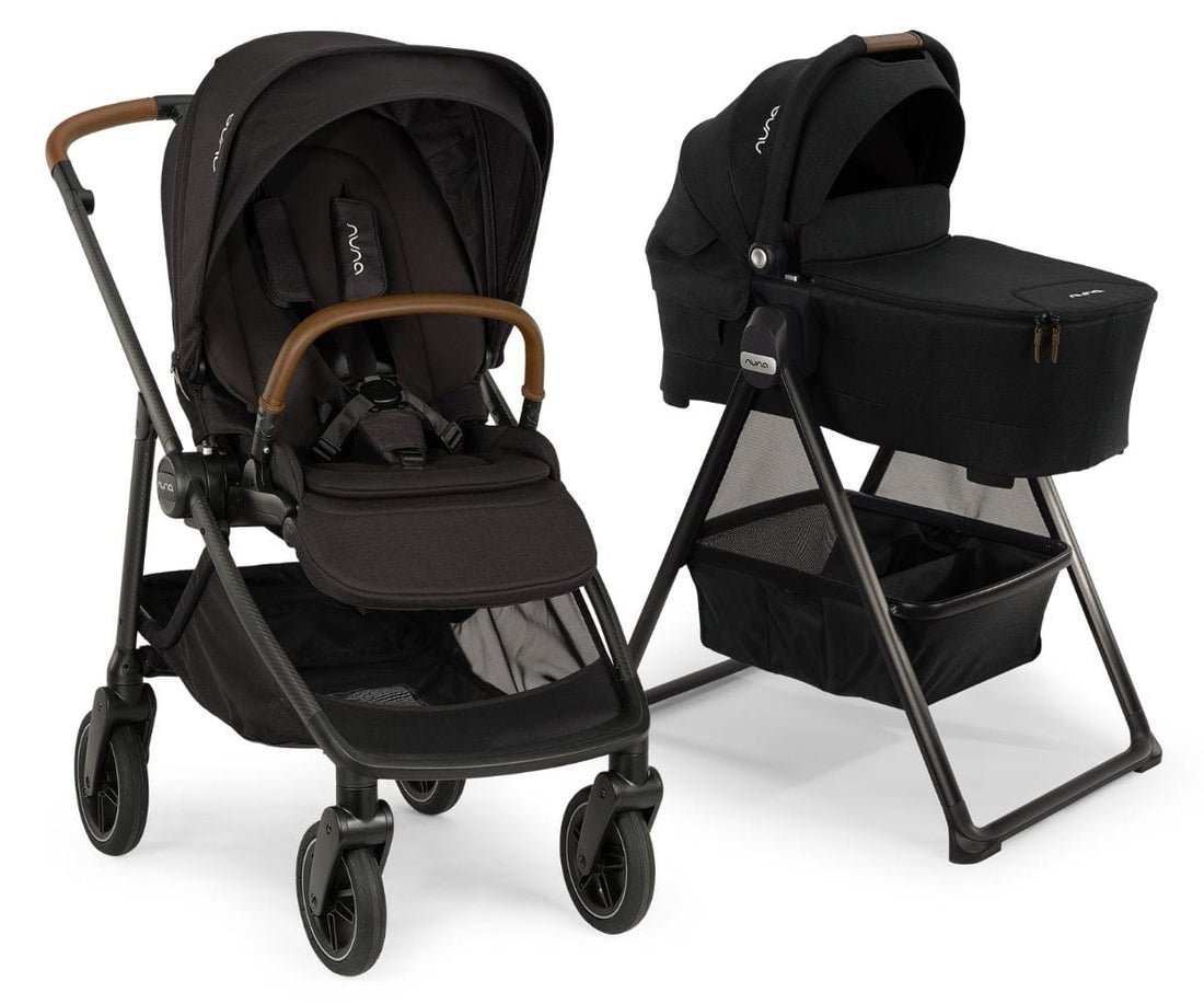 Nuna SWIV Stroller + TRIV & SWIV Bassinet + Stand Bundle - Caviar / Caviar - ST18601CVR-CD15300CVR