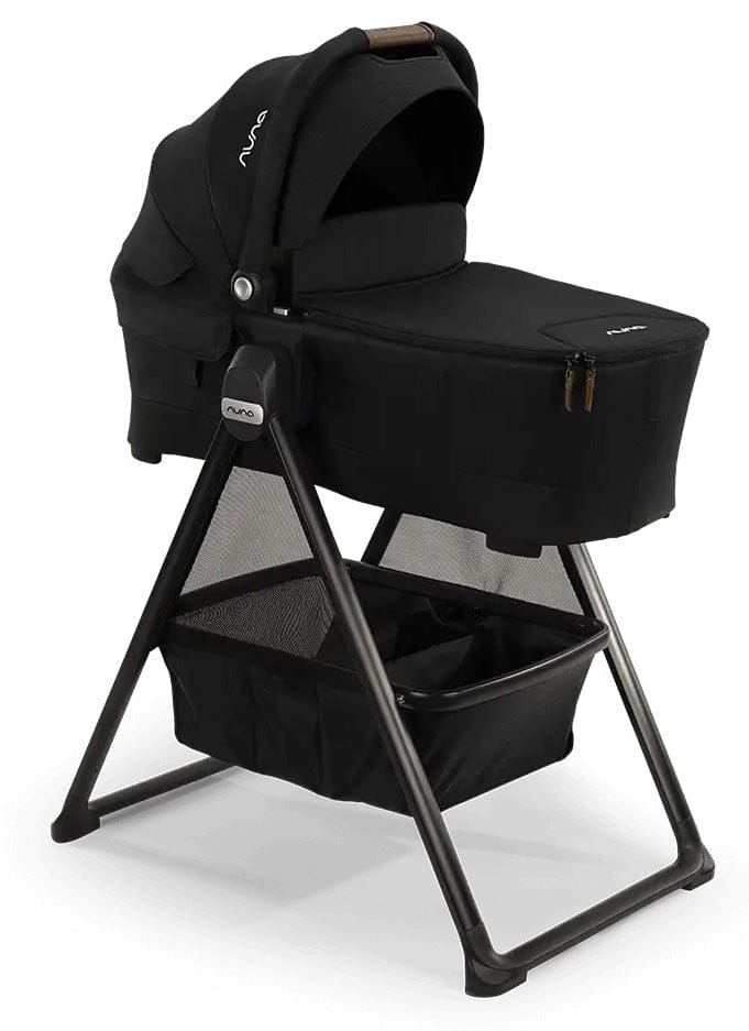Nuna SWIV Stroller + TRIV & SWIV Bassinet + Stand Bundle - Acorn / Caviar - ST18601ACN-CD15300CVR
