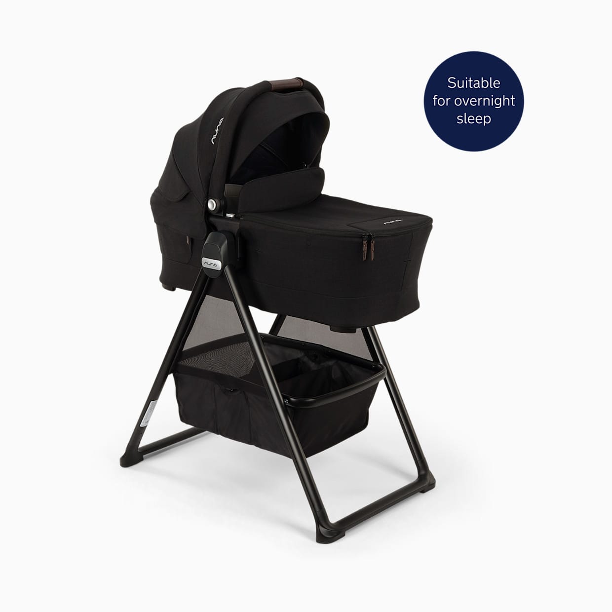 Nuna SWIV & TRIV Series Bassinet + Stand  - Caviar / Chocolate - CD15304CCR