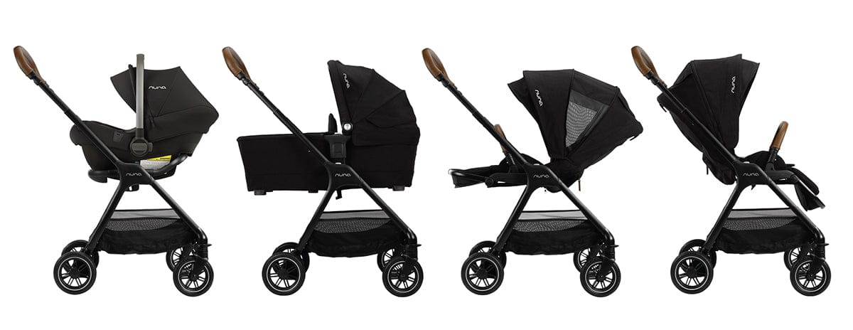 Nuna Triv Compact Stroller with Magnetic Buckle + Triv Bassinet - Caviar - STC12000CVR