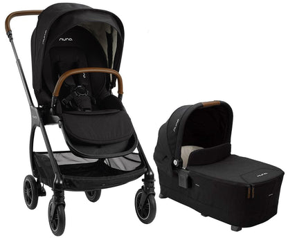 Nuna Triv Compact Stroller with Magnetic Buckle + Triv Bassinet - Caviar - STC12000CVR