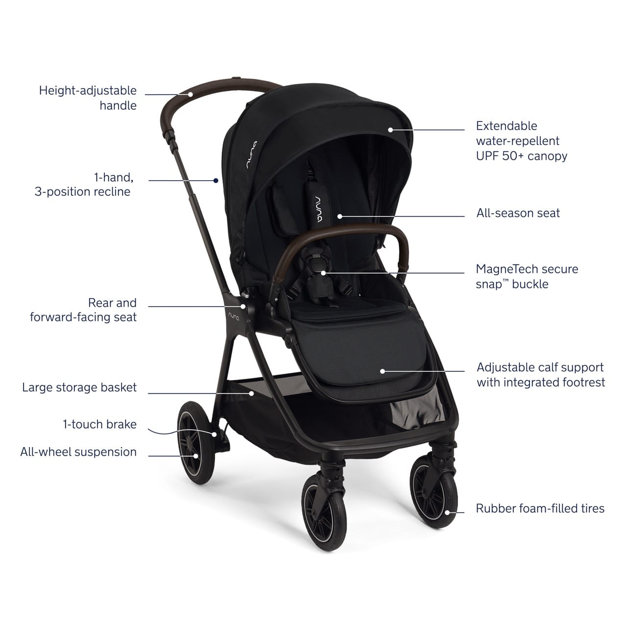 Nuna TRIV Next Compact Stroller - Caviar / Chocolate - ST16621CCR