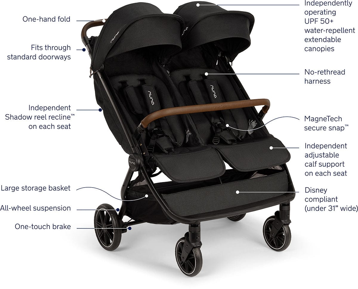 Nuna TRVL dubl + PIPA Aire RX Travel System Bundle - Caviar / Caviar - ST19800CVR-CF18508600CVR