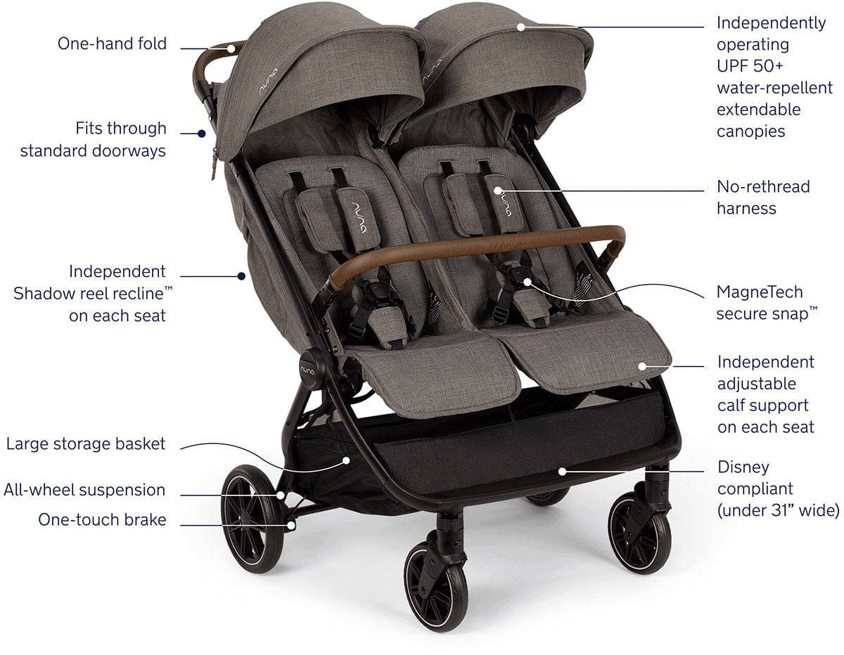 Nuna TRVL dubl + PIPA Aire RX Travel System Bundle - Granite