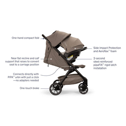Nuna TRVL LX + PIPA urbn Travel System - Granite - TS18115602GRN