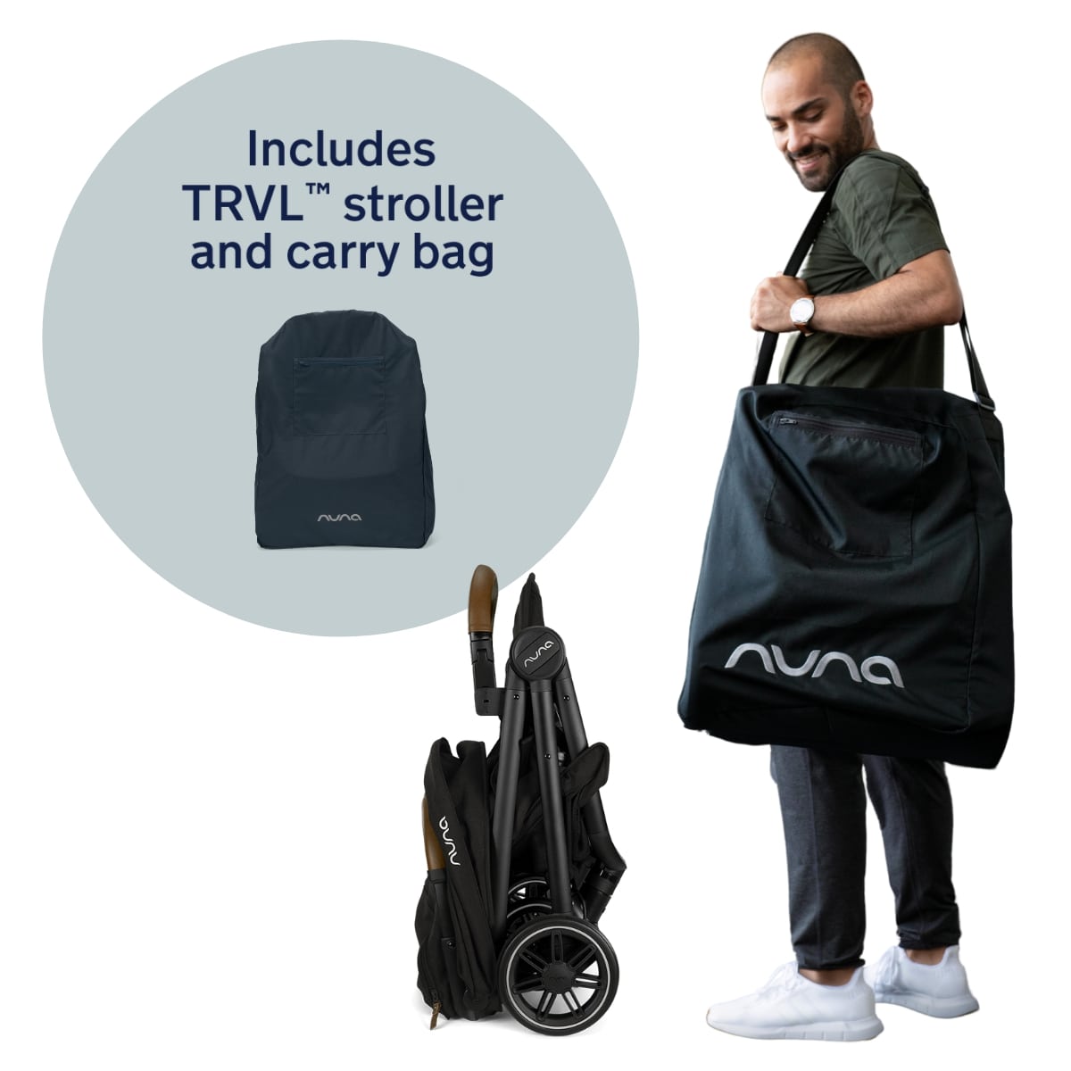 Nuna TRVL Self-Folding Compact Stroller - Caviar - ST15706CVR
