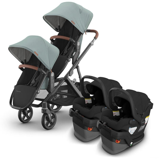 UPPAbaby Vista V3 Twin Stroller with RumbleSeat V3 + Mesa V3 Travel System Bundle - Kenzi / Jake - TWIN-V3-TRVL-MESA-V3-0303-VSO-NA-KNZ