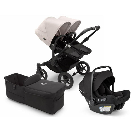 Bugaboo Donkey 5 Duo + Turtle Air Shield Travel System Bundle - Black / Midnight Black / Misty White / Black - D5-DUO-TS-100000049-TAS-B