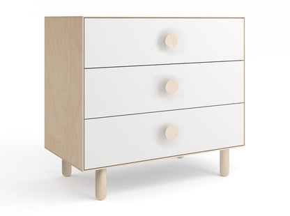 Oeuf 3 Drawer Dresser - Moss - White/Birch - 1M3D-M-01