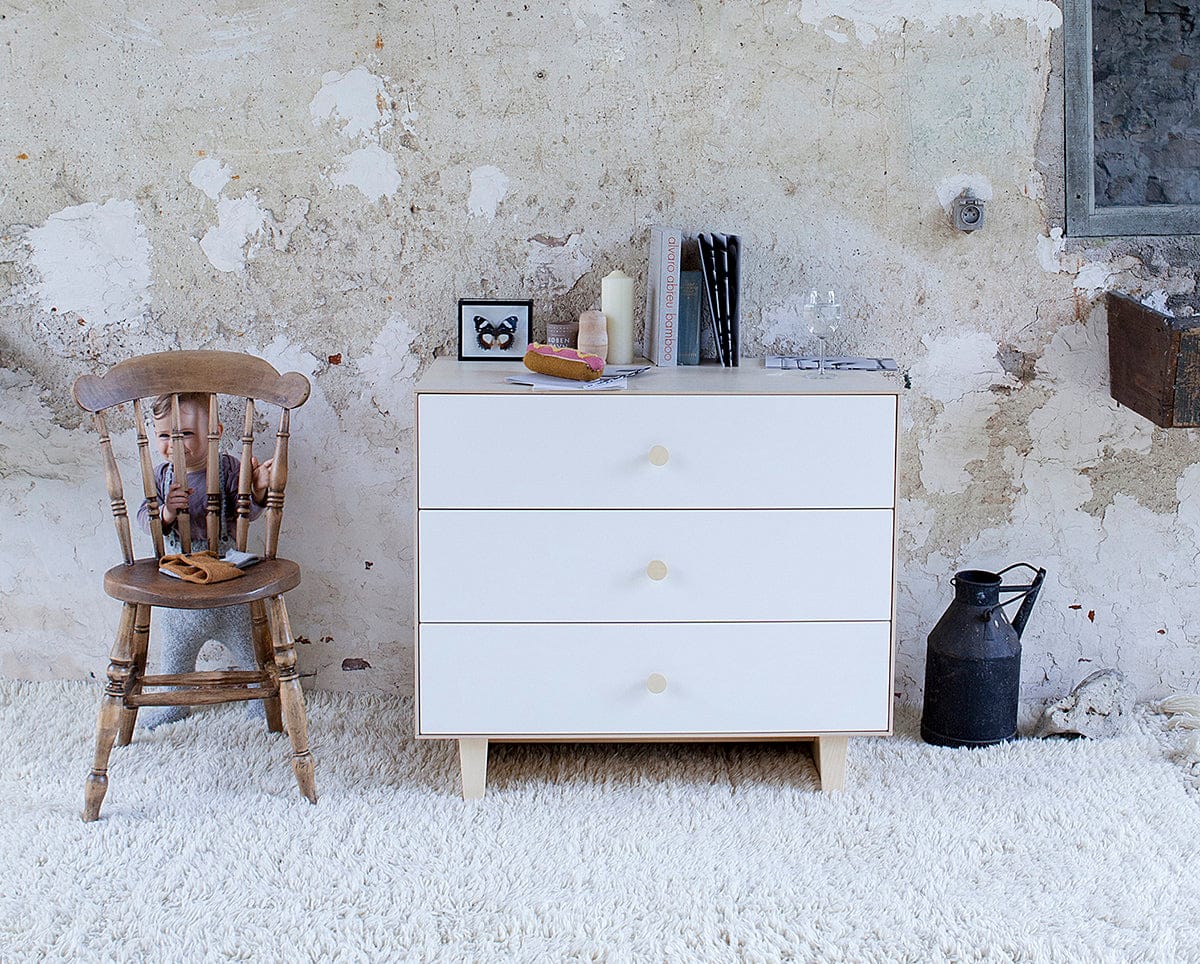 Oeuf 3 Drawer Dresser - Rhea - White/Birch - 1M3D-R-01