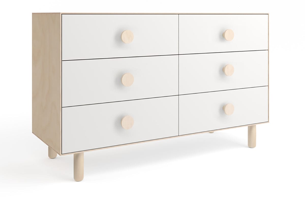 Oeuf 6 Drawer Dresser - Moss - White/Birch - 1M6D-M-01