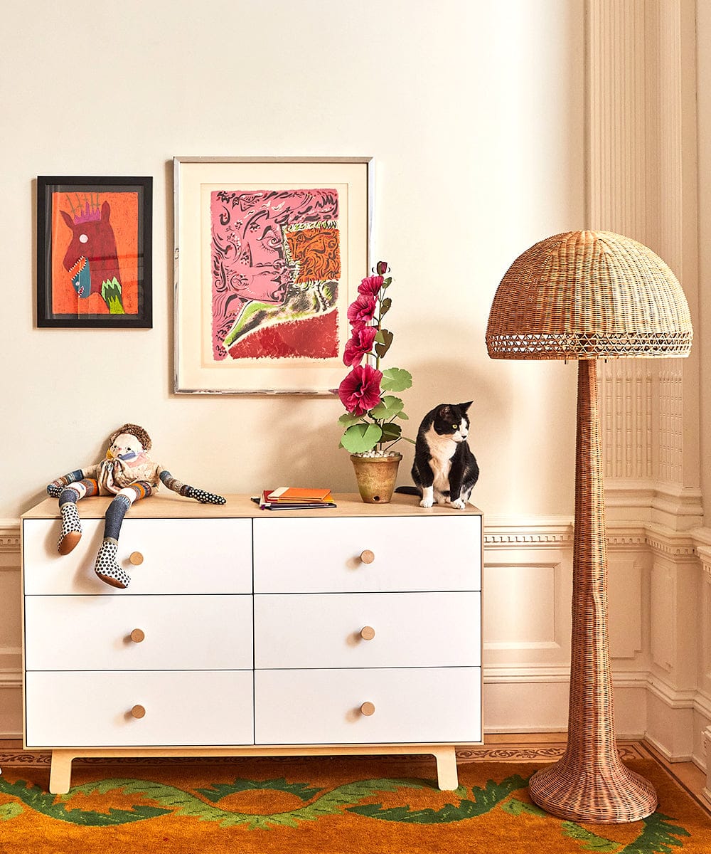 Oeuf 6 Drawer Dresser - Sparrow - White/Birch - 1M6D-S-01