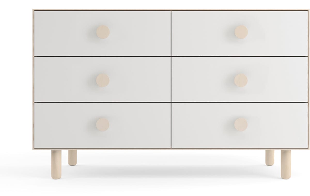Oeuf 6 Drawer Dresser - Moss - White/Birch - 1M6D-M-01