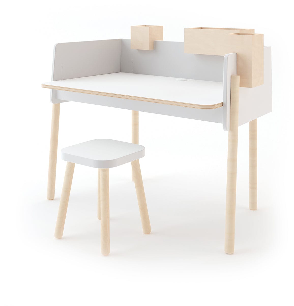 Oeuf Brooklyn Desk - White/Birch - 1BD01